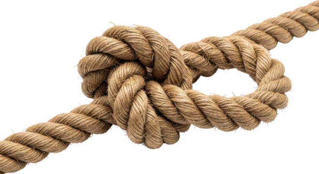 Heart knot made of rope transparent background cutout png