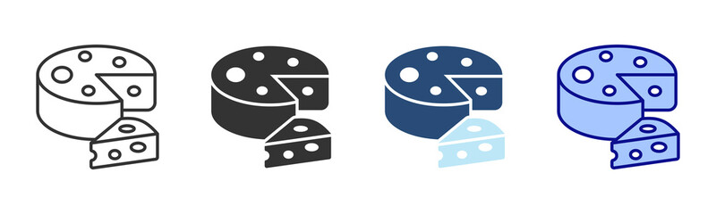 Cheese Icon Set. Designed In Multi Style