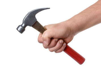 hammer in hand on white background