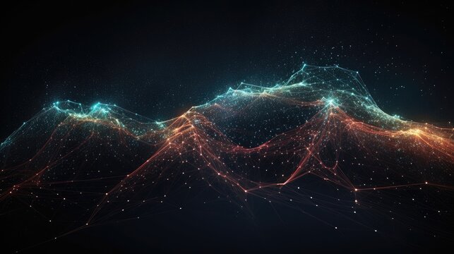 abstract glowing network wireframe mesh for connection