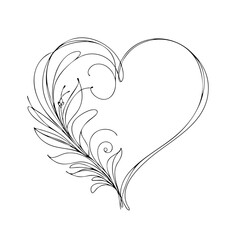  Single line drawing in modern minimalist style of heart decorations arrangement 