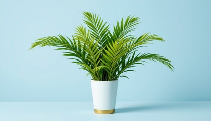 Stylish Indoor Plant in Modern Pot Against Soft Blue Background for Home Decor and Interior Design Inspiration