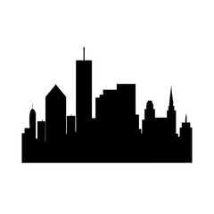Obraz premium Silhouette illustration of a cityscape with various building structures and architectural styles shown created with generative ai