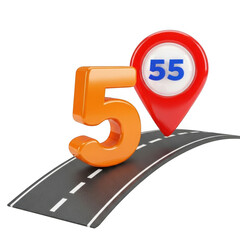 Number 5 isolated on transparent background