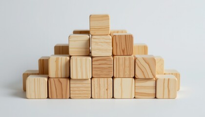 Stacked Wooden Blocks in Geometric Arrangement for Creative Play and Educational Activities