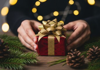 Christmas gift ideas present box with ribbon holiday season celebration