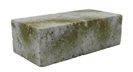 Old brick with mossy texture transparent background cutout png