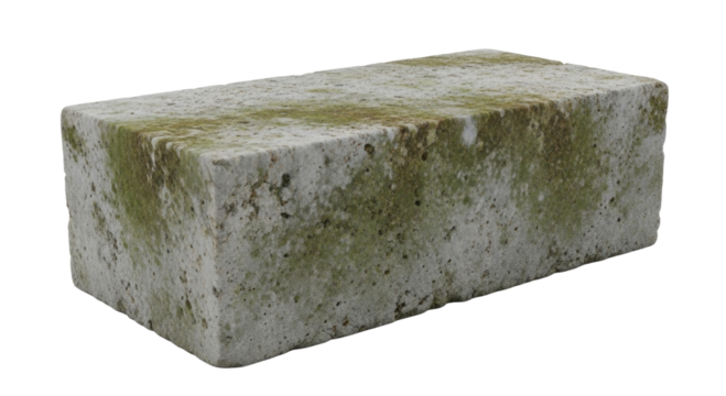 Old brick with mossy texture transparent background cutout png