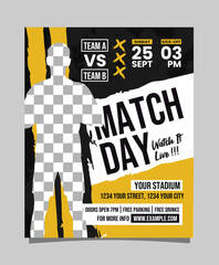 Vibrant Yellow Football Match Day Vertical Poster Or Flyer Social Media Template
