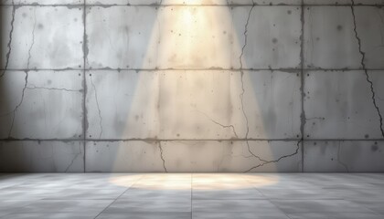 Concrete Wall with Dramatic Spotlight Lighting for Minimalist Background or Studio Photography Use