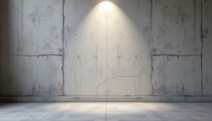 Empty Grunge Concrete Wall with Spotlight in Modern Indoor Space for Background or Display Purposes