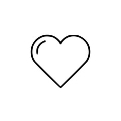 Simple line drawing of a heart shape, centered on a white background, symbolizing love and affection.