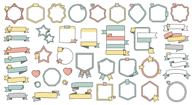 A collection of decorative frames and banners for crafting and design.