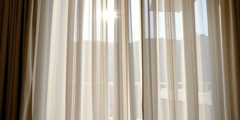 Sunlight streaming through sheer curtains in a bright indoor space.