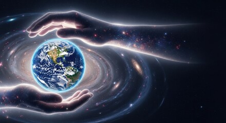 Earth Held in Cosmic Hands, Planet, Holding, Cradling