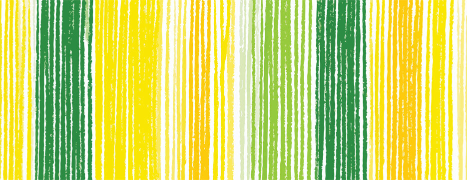 Sfondo astratto verticale a righe verdi e gialle con texture disegnata a mano, vibrante e moderna.