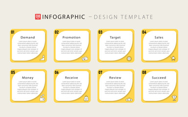 Timeline Creator infographic template. 8 Step timeline journey, calendar Flat simple infographics design template. presentation graph. Business concept with 8 options, gantt vector illustration.