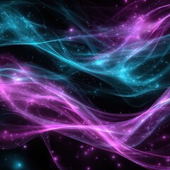 Obraz premium Abstract Swirls of Luminous Plasma Interwoven and Flowing Sea in Shades of Teal and Magenta Against a Black Background