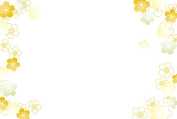 梅の花のフレーム　背景　年賀状　テンプレート