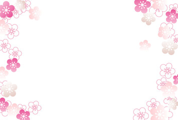 梅の花のフレーム　背景　年賀状　テンプレート