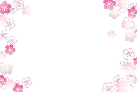 梅の花のフレーム　背景　年賀状　テンプレート