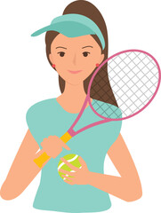 Woman Playing Tennis illustration.
