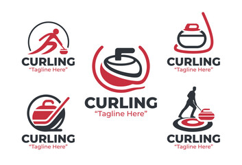 5 Curling Logo Set Winter Sports Branding Collection
