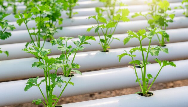Fresh celery thriving in hydroponic system offers modern farm to table freshness for healthy eating trends