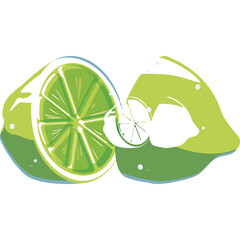 Vibrant Green Lime Citrus Fruit Slice On Transparent Background Refreshing Summer Beverage Ingredient Healthy Food Element Abstract Digital Art