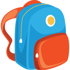 Vibrant Blue And Orange Backpack With Yellow Zipper And White Drawstring On Transparent Background