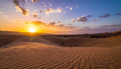 Golden Hour in the Desert - A Serene Landscape at Sunset.