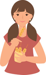 Eating Odeng illustration.