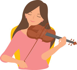 Woman Playing Violin illustration.