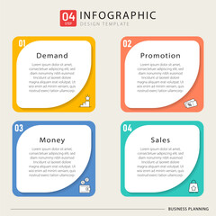 Obraz premium Business infographic template. 4 Step timeline journey. Process diagram, 4 options on background, square size social media post, Infograph elements vector illustration.