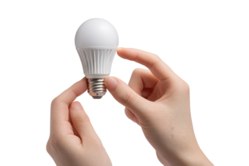 Smart home scenario: adjusting smart bulb illumination isolated on transparent background