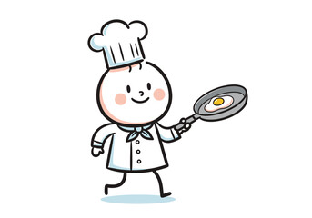 Cute Chef Character with Frying Pan – Doodle Style