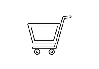 Minimal Shopping Cart Icon in Line Art