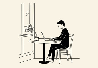 Remote Working with Laptop at Home