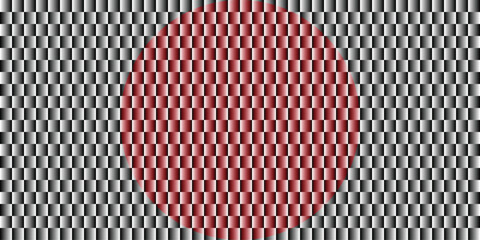 Optical Illusion with Red Oval on Checkerboard &ndash; Abstract Vector Design Creating Depth Through Contrast