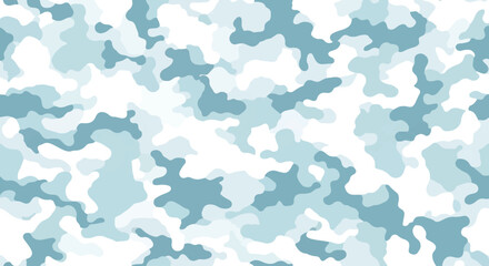 Icy blue abstract military camo texture background, Soft winter camouflage wallpaper with organic shapes, Cold weather camo fabric