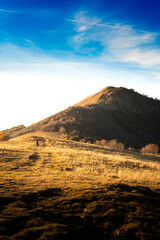 mountain landscape in autumn with sunset, Italy