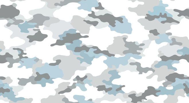 Irregular organic shapes arctic winter camo wallpaper, Military white and gray hunting camouflage background, Cool tones digi camo style