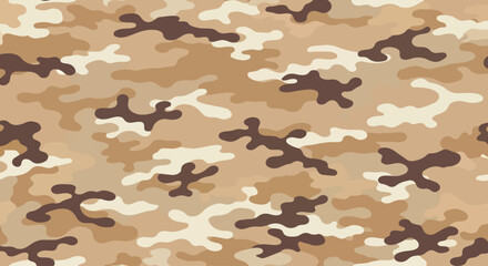 Desert camouflage pattern with tan, sand, and brown colors, Classic khaki and sand camouflage texture for uniforms, Hunting camouflage pattern in earthy tones for dry lands © MR.DEEN
