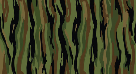 Jungle green and black flowing stripes camo background, Tiger stripe camouflage pattern, Army uniform stripe camouflage texture for design