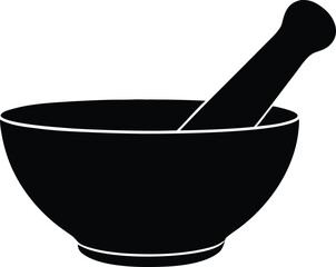 Pestle and mortar silhouette vector illustration