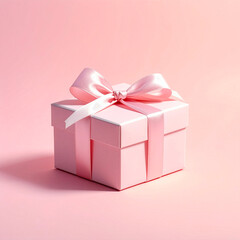 Obraz premium pink gift box with ribbon