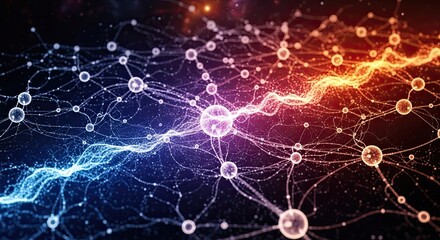 Abstract Neural Network Visualization - Colorful Connections and Data Flow.