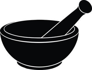 Culinary mortar and pestle graphic, gourmet cooking and food preparation tool