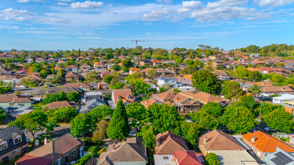Aerial Panorama Drone View of a inner western Sydney Suburb of Ashbury Urban Sprawl and the...