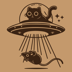 UFO Cat Abducts Mouse
